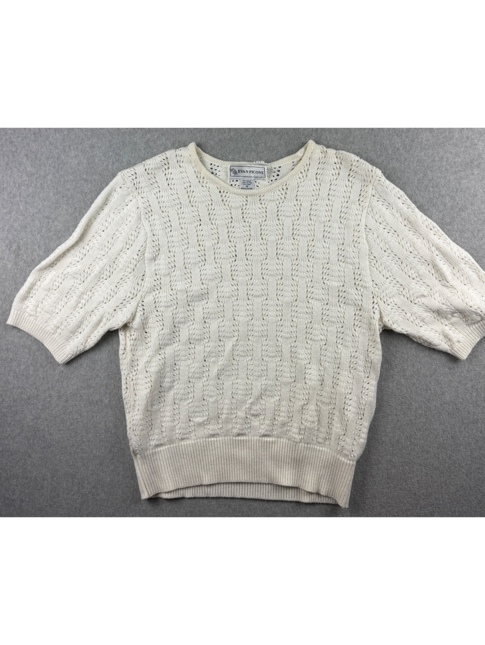 Evan Picone M Vintage Open Knit Sweater Linen Blend Cottagecore